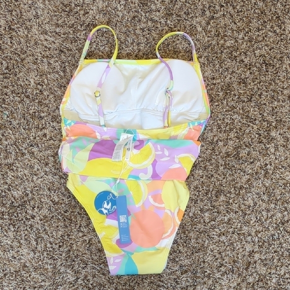 Cupshe multicolor citrus belted high leg cheeky square neck one piece swimsuit - Picture 7 of 9